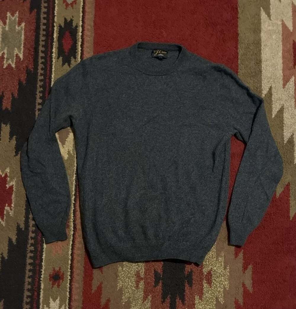 J.Crew Cashmere Crew Neck Sweater Size L Dark Gray 100% Cashmere
